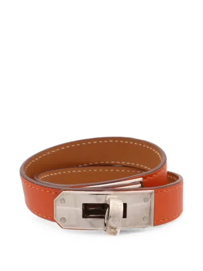 Pre-owned Hermes 2010 Kelly Double Tour Bracelet In Silver