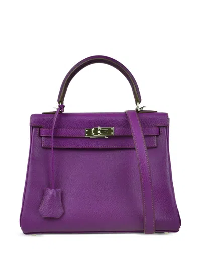 Pre-owned Hermes 2010 Kelly Retourne 25 Two-way Handbag In Purple