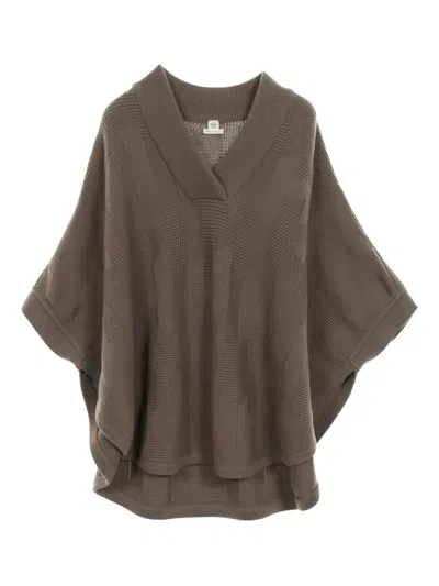 Pre-owned Hermes 2010's Knit Pattern Wool Cape In Brown