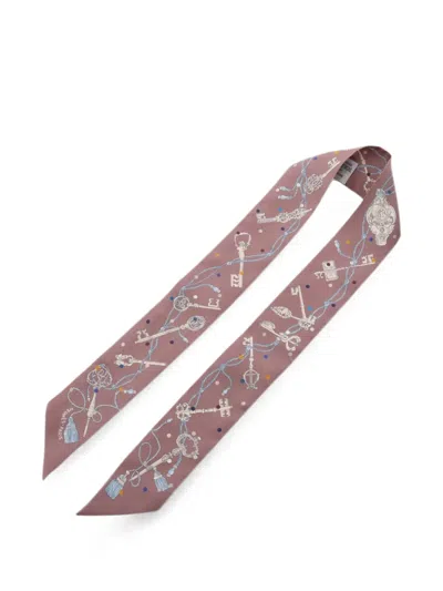 Pre-owned Hermes 2010 Les Cles A Pois Scarf In Purple