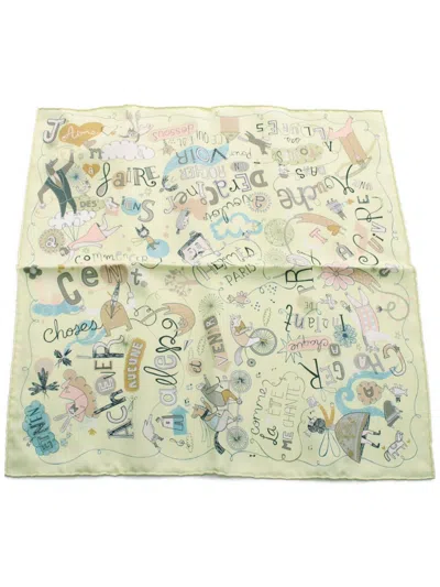 Pre-owned Hermes 2010 Les Confessions Scarf In Green