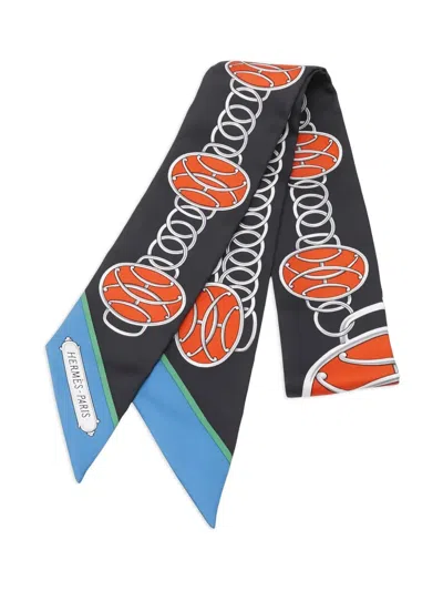 Pre-owned Hermes 2010 Lift Profile Twilly Scarf In Black