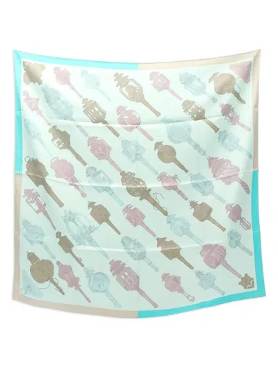 Pre-owned Hermes 2010 Merveilleuses Lanternes 90 Scarf In Blue