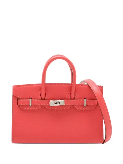 Pre-owned Hermes 2010 Micro Epsom Birkin Sellier 15 Satchel In Red