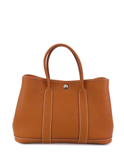 Pre-owned Hermes 2010 Negonda Garden Party 30 Tote Bag In Brown