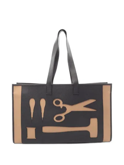 Pre-owned Hermes 2010 Petite Ash Caban Etoupe Cut-out Tote Bag In Neutrals