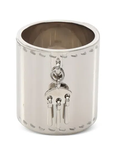 Pre-owned Hermes 2010 Scarf Ring Charm In Silver