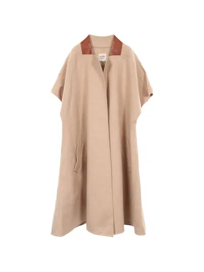Pre-owned Hermes 2010 Short-sleeve Gown Coat In Neutrals