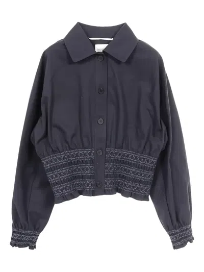 Pre-owned Hermes 2010 Smocks Embroidered Jacket In Blue