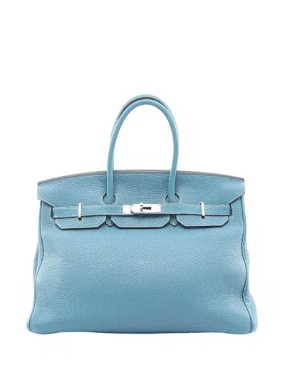 Pre-owned Hermes 2010 Togo Birkin 35 Handbag In Blue