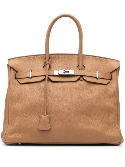 Pre-owned Hermes 2010 Togo Birkin Retourne 35 Handbag In Brown