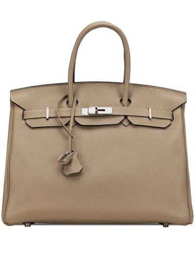 Pre-owned Hermes 2010 Togo Birkin Retourne 35 Handbag In Brown