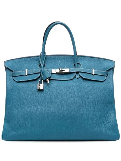Pre-owned Hermes 2010 Togo Birkin Retourne 40 Handbag In Blue