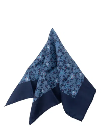 Pre-owned Hermes 2010-2018 Flower And Butterfly Silk Scarf 90 Scarves In Blue