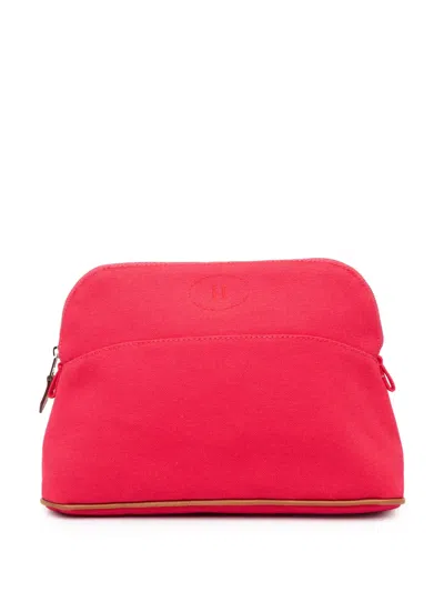 Pre-owned Hermes 2010-2020 Toile Bolide Trousse De Voyage Pm Pouch In Pink