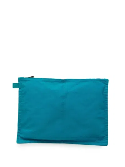 Pre-owned Hermes 2010-2020 Toile Bora Bora Zip Gm Pouch In Blue
