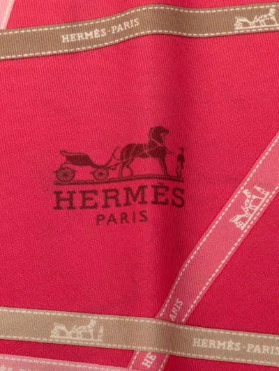Pre-owned Hermes 2010-2025 Bolduc Silk Pointu Triangle Scarf 90 Scarves In Pink
