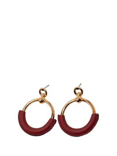 Pre-owned Hermes 2010-2025 Gold Plated Swift Loop Earrings Costume Earrings In Red