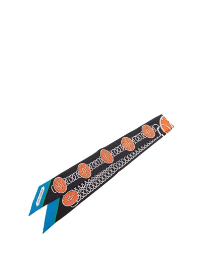 Pre-owned Hermes 2010-2025 Lift Profile Silk Twilly Scarf Scarves In Black