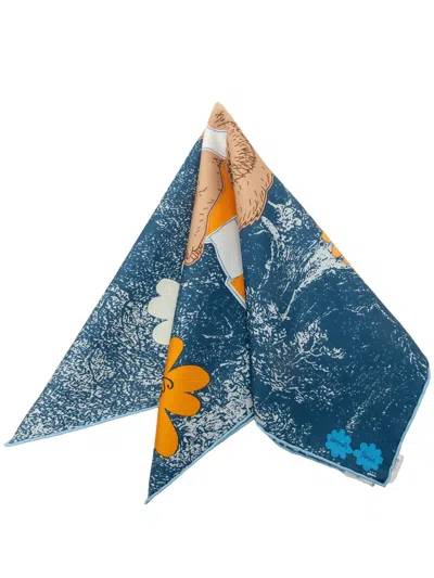 Pre-owned Hermes 2010-2026 Amis Pour La Vie Silk Scarf 45 Scarves In Blue
