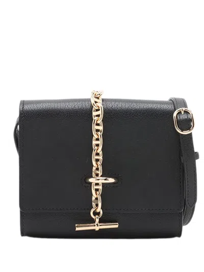 Pre-owned Hermes 2010-2026 Chevre Mysore Chaine D Ancre Compact Wallet Crossbody Bag In Black