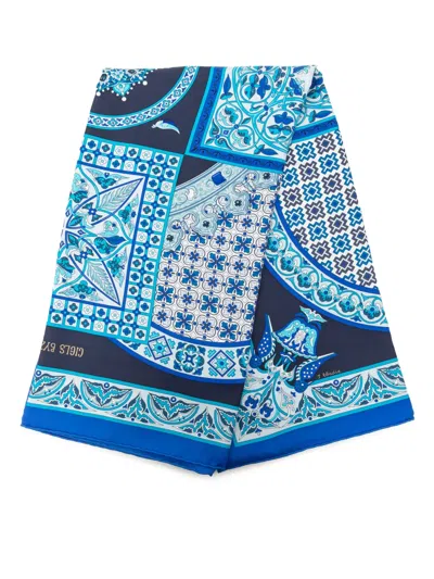 Pre-owned Hermes 2010-2026 Ciels Byzantins Silk Scarf Scarves In Blue