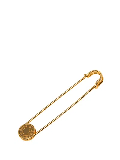 Pre-owned Hermes 2010-2026 Gold Plated Clou De Selle Safety Pin Brooch Costume Brooch