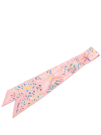 Pre-owned Hermes 2010-2026 Isola Di Primavera Silk Twilly Scarf Scarves In Pink