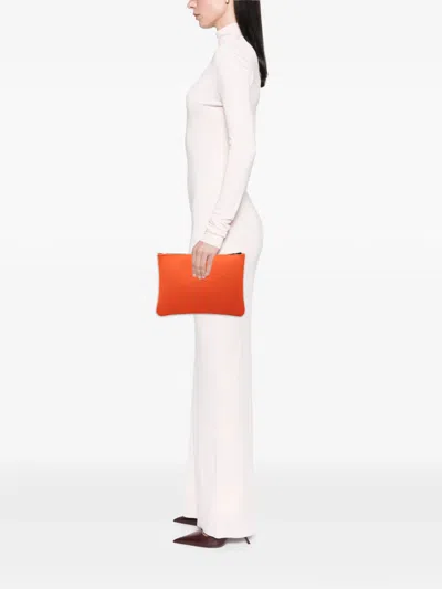 Pre-owned Hermes 2010-2026 Medium Neoprene Neobain Case Clutch Bag In Orange