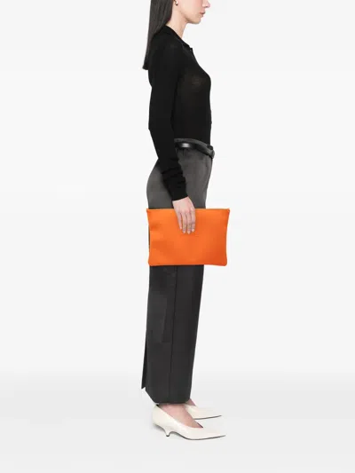 Pre-owned Hermes 2010-2026 Medium Neoprene Neobain Case Clutch Bag In Orange