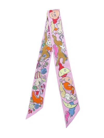 Pre-owned Hermes 2010-2026 Mille Et Un Lapins Silk Twilly Scarf Scarves In Multi