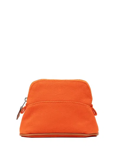 Pre-owned Hermes 2010-2026 Mini Mini Canvas Bolide Case Pouch In Orange