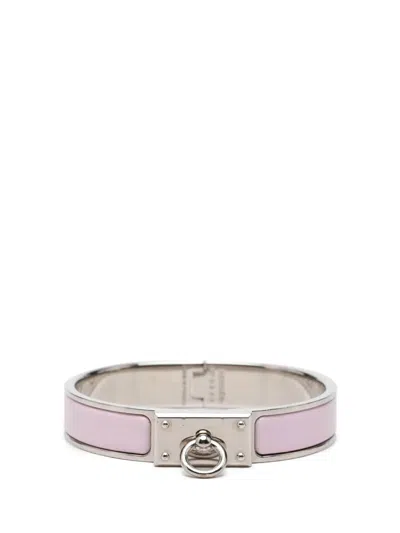 Pre-owned Hermes 2010-2026 Narrow Enamel Clic Anneau Bracelet Pm Costume Bracelet In Pink