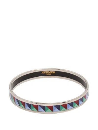 Pre-owned Hermes 2010-2026 Narrow Enamel Clous De Trompe Bangle 65 Costume Bracelet In Multi