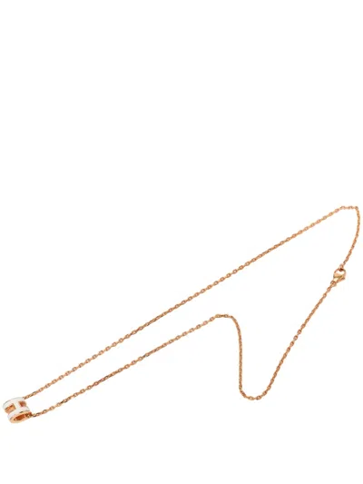 Pre-owned Hermes 2010-2026 Rose Gold Plated Enamel Mini Pop H Pendant Necklace Costume Necklace In Pink