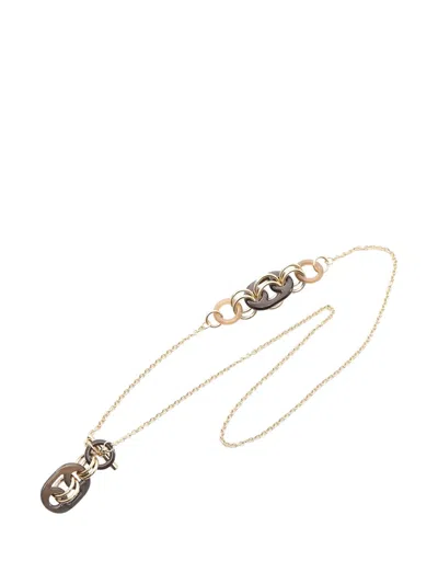 Pre-owned Hermes 2010-2026 Small Gold Plated Horn Eurydice Pendant Necklace Costume Necklace In Brown