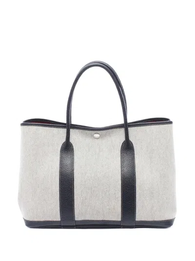 Pre-owned Hermes 2010-2026 Toile And Negonda Garden Party 36 Tote Bag In Gray