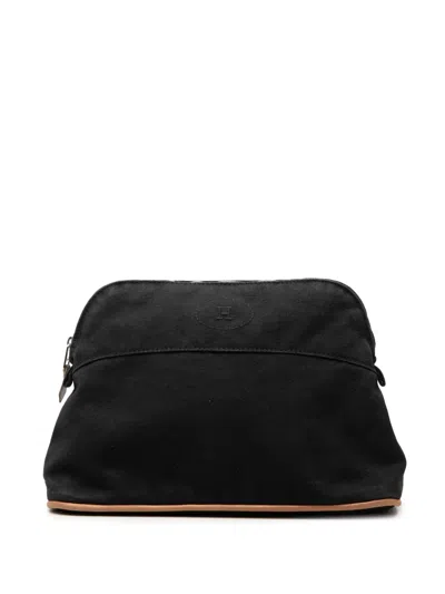 Pre-owned Hermes 2010-2026 Toile Bolide Trousse De Voyage Pouch Pm Vanity Bag In Black