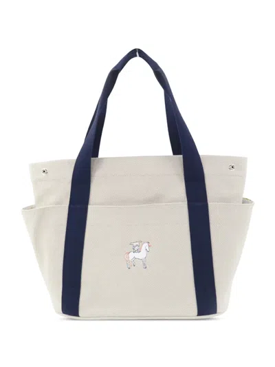 Pre-owned Hermes 2010-2026 Toile Cabriole Nappy Bag Tote Bag In Blue