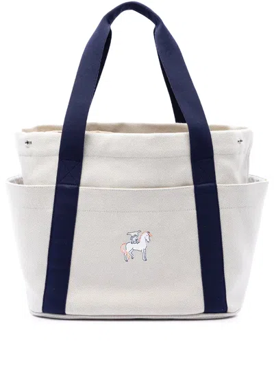 Pre-owned Hermes 2010-2026 Toile Cabriole Nappy Bag Tote Bag In White