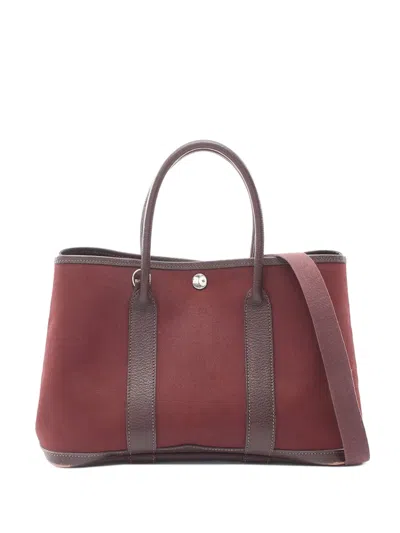 Pre-owned Hermes 2010-2026 Toile Garden Party Tpm Tote Bag In Brown