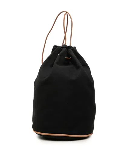 Pre-owned Hermes 2010-2026 Toile Polochon Mimile Backpack In Black