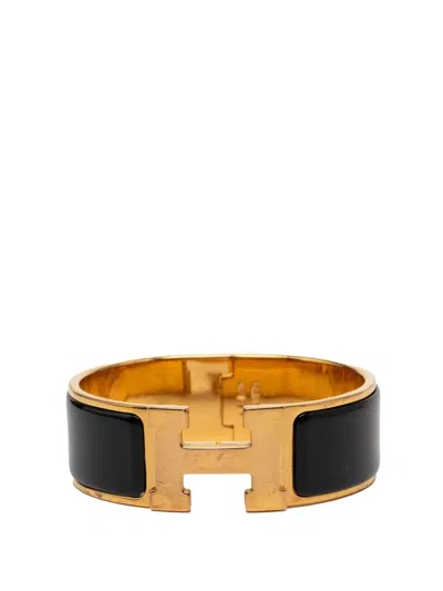 Pre-owned Hermes 2010-2026 Wide Enamel Clic Clac H Bracelet Gm Costume Bracelet In Black