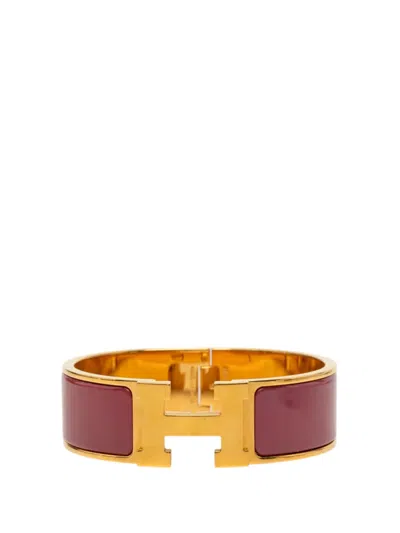 Pre-owned Hermes 2010-2026 Wide Enamel Clic Clac H Bracelet Pm Costume Bracelet In Red