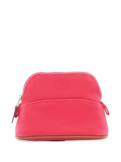 Pre-owned Hermes 2010s 15 Mini Hibiscus Polide Makeup Bag In Pink