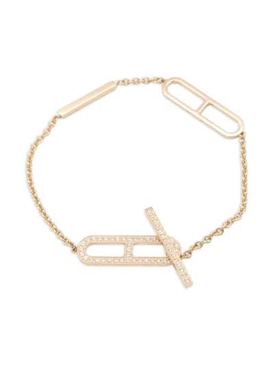 Pre-owned Hermes 2010s 18k Rose Gold Ever Chaîne D'ancre Diamond Bracelet
