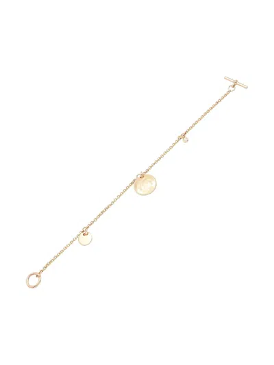 Pre-owned Hermes 2010s 18k Rose Gold Ex-libris Bracelet In Pink