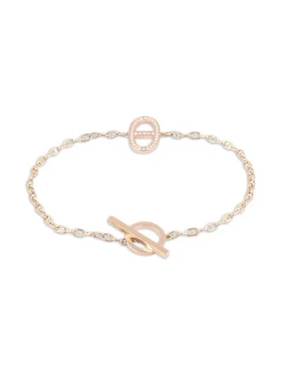 Pre-owned Hermes 2010s 18k Rose Gold Shane Tangle Contour Diamond Bracelet