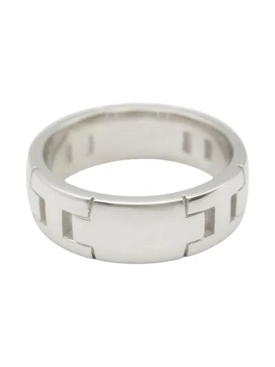 Pre-owned Hermes 2010s 18k White Gold Hercules Ring In Gray