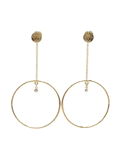 Pre-owned Hermes 2010s 18kt Rose Gold Exlibris Diamond Hoop Earrings In Pink